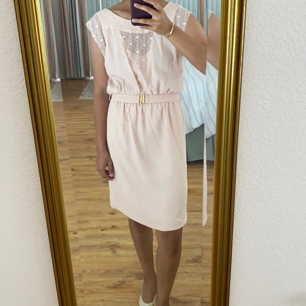 Pale Pink Lace Detail Sandro Dress